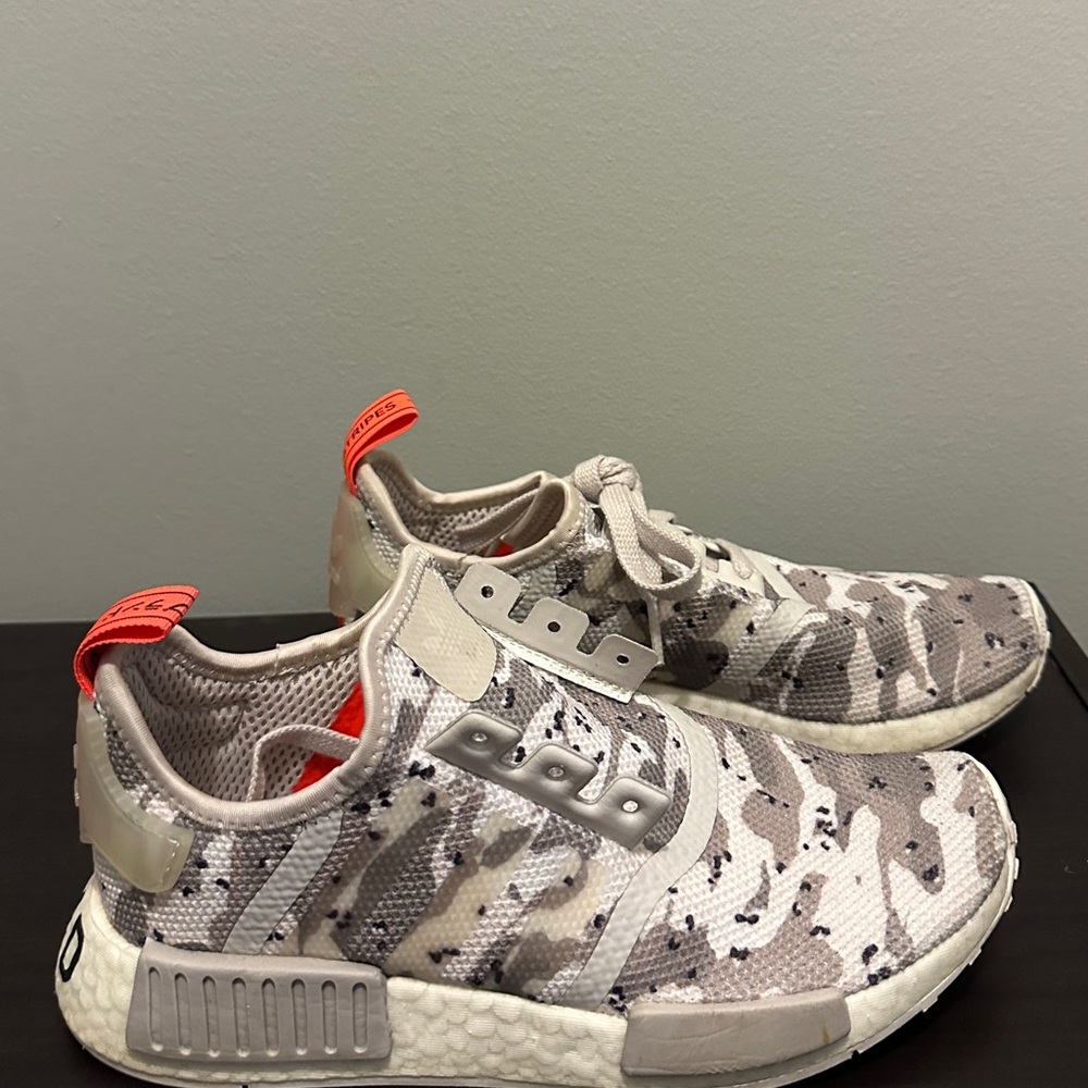 Adidas Camo and Neon Orange NMD’s (Size 7)